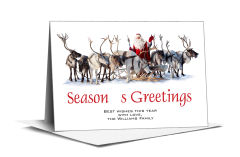 Santa and His Row of Christmas Reindeer Cards  7.875